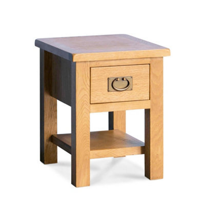 Surrey Oak 36Cm Lamp Table With Drawer - Fully Assembled By Roseland Furniture - image 1