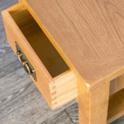 Surrey Oak 36Cm Lamp Table With Drawer - Fully Assembled By Roseland Furniture - thumbnail 9