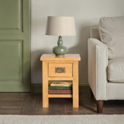 Surrey Oak 36Cm Lamp Table With Drawer - Fully Assembled By Roseland Furniture - thumbnail 2