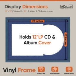 "AK Frames 25X17"" Navy Blue Classic Vinyl Record Frame With Blue Mount For 12 Inch Lp Cover & Disc - Overlapped Design" - thumbnail 2