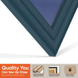 "AK Frames 25X17"" Navy Blue Classic Vinyl Record Frame With Blue Mount For 12 Inch Lp Cover & Disc - Overlapped Design" - thumbnail 3