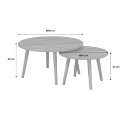 Sweeek - Pair Of Nesting Coffee Tables With Wood Effect Nepal Walnut Wood-Effect 70X70X38 Cm - thumbnail 7