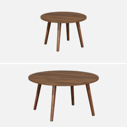 Sweeek - Pair Of Nesting Coffee Tables With Wood Effect Nepal Walnut Wood-Effect 70X70X38 Cm - thumbnail 2