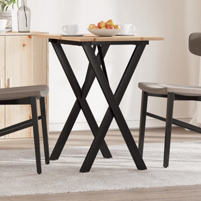 Berkfield Dining Table X-Frame 80X50X75 Cm Solid Wood Pine And Steel - image 1