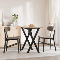 Berkfield Dining Table X-Frame 80X50X75 Cm Solid Wood Pine And Steel - thumbnail 3