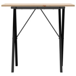Berkfield Dining Table X-Frame 80X50X75 Cm Solid Wood Pine And Steel - thumbnail 4