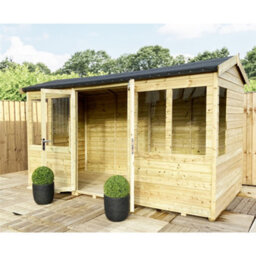 Marlborough - 9 X 13 Reverse Pressure Treated T&g Apex Summerhouse + Double Doors + Lock & Key (9 X 13' / (9 X 13Ft) (9X13) - thumbnail 3