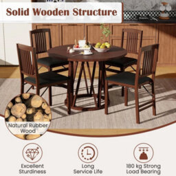 Folding Dining Chairs Set Of 2 Foldable Padded Kitchen Chairs Brown - thumbnail 4