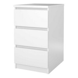 Wyld Haus Budapest White Gloss 3-Drawer Bedside Table, Compact Wooden Nightstand - thumbnail 4