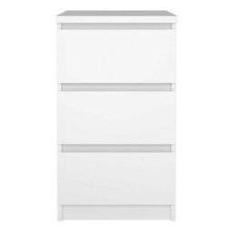 Wyld Haus Budapest White Gloss 3-Drawer Bedside Table, Compact Wooden Nightstand - thumbnail 3
