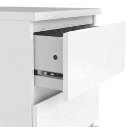 Wyld Haus Budapest White Gloss 3-Drawer Bedside Table, Compact Wooden Nightstand - thumbnail 6