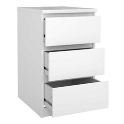 Wyld Haus Budapest White Gloss 3-Drawer Bedside Table, Compact Wooden Nightstand - thumbnail 5