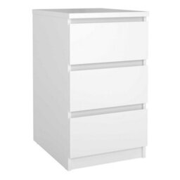 Wyld Haus Budapest White Gloss 3-Drawer Bedside Table, Compact Wooden Nightstand - thumbnail 2