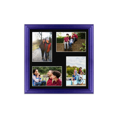 AK Frames 12X12 Purple Classic Multi Photo Frame With Black Mount - Holds 4 Apertures (4X) 6X4 Photos - image 1