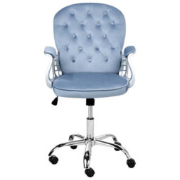 Beliani Desk Chair Princess Velvet Light Blue - thumbnail 4