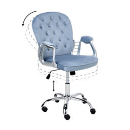 Beliani Desk Chair Princess Velvet Light Blue - thumbnail 6