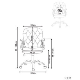 Beliani Desk Chair Princess Velvet Light Blue - thumbnail 3