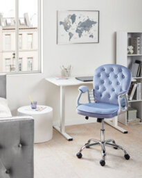 Beliani Desk Chair Princess Velvet Light Blue - thumbnail 2