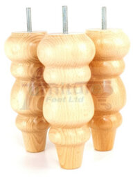 L&F Solid Wood Turned Furniture Feet 200mm High Natural Replacement Legs Set Of 4  M8 Pkc220L - thumbnail 4