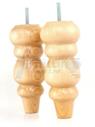 L&F Solid Wood Turned Furniture Feet 200mm High Natural Replacement Legs Set Of 4  M8 Pkc220L - thumbnail 3