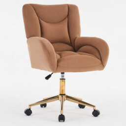 Matteo Brown Velvet Adjustable Swivel Office Chair With Gold Legs - thumbnail 1
