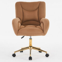Matteo Brown Velvet Adjustable Swivel Office Chair With Gold Legs - thumbnail 2