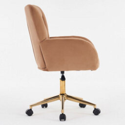 Matteo Brown Velvet Adjustable Swivel Office Chair With Gold Legs - thumbnail 3