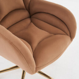 Matteo Brown Velvet Adjustable Swivel Office Chair With Gold Legs - thumbnail 4