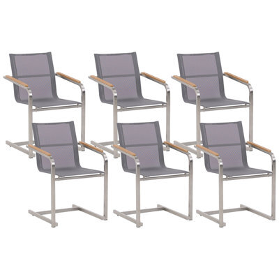 Beliani Set Of 6 Garden Chairs Cosoleto Stainless Steel Grey - image 1
