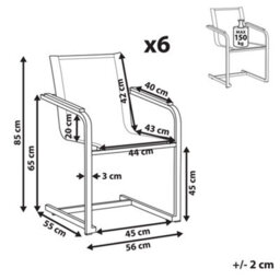 Beliani Set Of 6 Garden Chairs Cosoleto Stainless Steel Grey - thumbnail 3