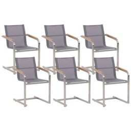 Beliani Set Of 6 Garden Chairs Cosoleto Stainless Steel Grey