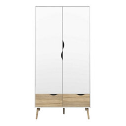Wyld Haus Sapporo 4-Piece Bedroom Set - Wardrobe, 5-Drawer Chest And 2 Bedside Tables White And Natural Oak Effect - thumbnail 6