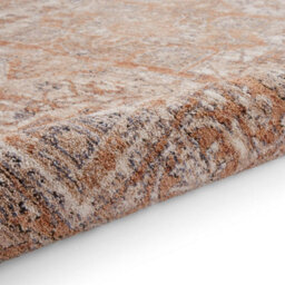Terracotta Traditional Abstract Bordered 10mm Pile Stain-Resistant Rug For Bedroom, Living, & Dining Room-60Cm X 230Cm (Runner) - thumbnail 4
