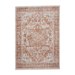 Terracotta Traditional Abstract Bordered 10mm Pile Stain-Resistant Rug For Bedroom, Living, & Dining Room-60Cm X 230Cm (Runner) - thumbnail 9