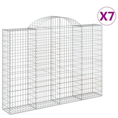 Berkfield Durable Arched Gabion Baskets 7 Pcs 200X30X140/160 Cm Galvanised Iron - image 1