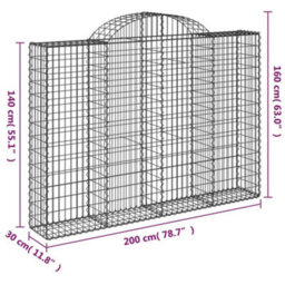 Berkfield Durable Arched Gabion Baskets 7 Pcs 200X30X140/160 Cm Galvanised Iron - thumbnail 6