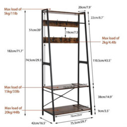 75.5X42X182Cm Industrial Bookcase Rustic Storage Cabinet Tall Shelf Metal Display Unit - thumbnail 2