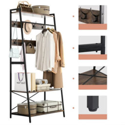 75.5X42X182Cm Industrial Bookcase Rustic Storage Cabinet Tall Shelf Metal Display Unit - thumbnail 1