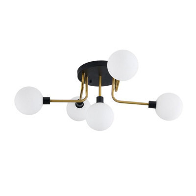 Living And Home 5-Light Modern Ceiling Light With Globe Glass Shade - image 1