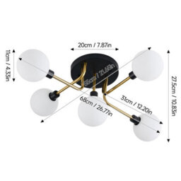Living And Home 5-Light Modern Ceiling Light With Globe Glass Shade - thumbnail 7