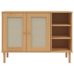 Berkfield Modern Sideboard Senja Rattan Look Brown 112X40X80Cm Solid Wood Pine - thumbnail 5