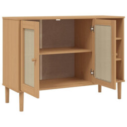 Berkfield Modern Sideboard Senja Rattan Look Brown 112X40X80Cm Solid Wood Pine - thumbnail 6