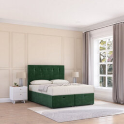 Sloomy Highbury End Lift Ottoman Bed 3Ft With Sprung Memory Mattress - Emerald Plush & Headboard- Single - thumbnail 2