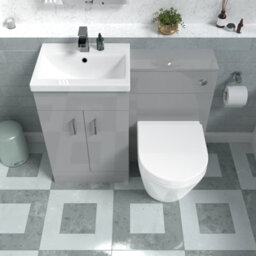 Nes Home Basin Vanity Cabinet, Wc Unit Grey & Rimless Back To Wall Toilet - thumbnail 3