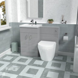 Nes Home Basin Vanity Cabinet, Wc Unit Grey & Rimless Back To Wall Toilet - thumbnail 1