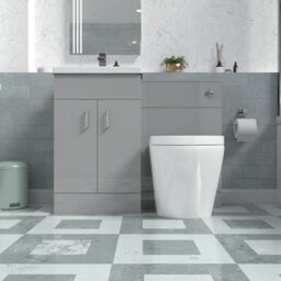Nes Home Basin Vanity Cabinet, Wc Unit Grey & Rimless Back To Wall Toilet - thumbnail 2