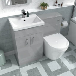 Nes Home Basin Vanity Cabinet, Wc Unit Grey & Rimless Back To Wall Toilet - thumbnail 5