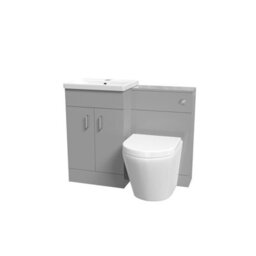 Nes Home Basin Vanity Cabinet, Wc Unit Grey & Rimless Back To Wall Toilet - thumbnail 6
