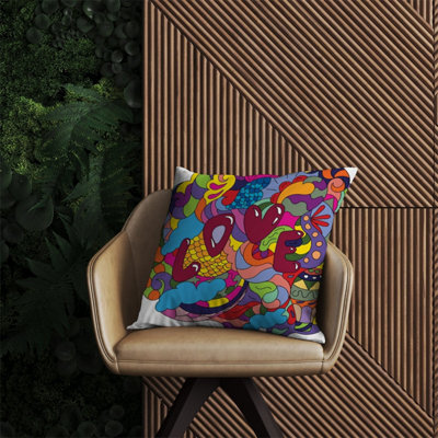 Warren Reed Designer Motley Doodling Love Outdoor Cushion 60Cm X 60Cm