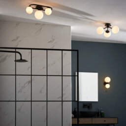 Anson Lighting Kelsey Black And White Glass 3 Light Semi Flush Bathroom Fitting - thumbnail 7